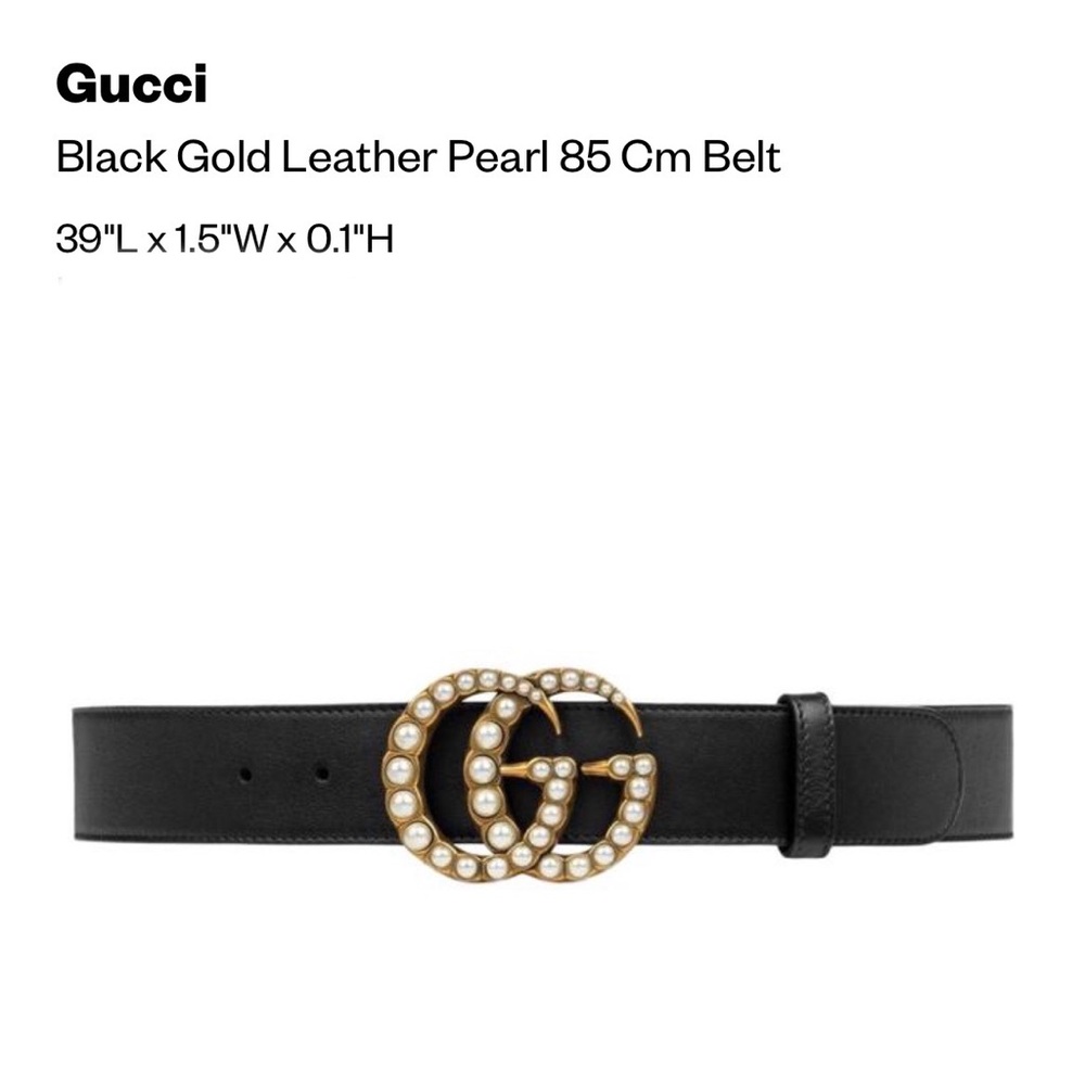 Gucci pearl embellished GG black leather belt